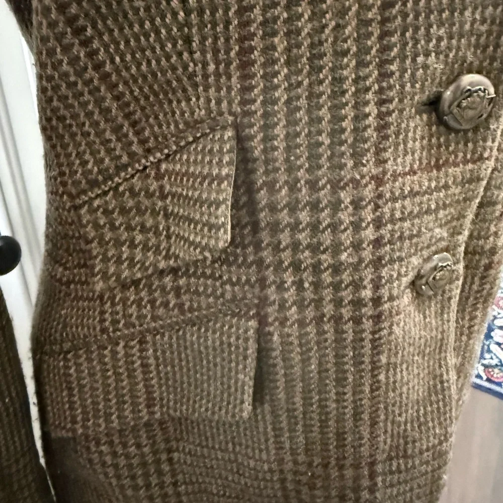 Ralph Lauren virgin wool herringbone Brown Plaid Tailored Blazer - Picture 6 of 8